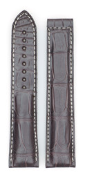 Zeige Details für SWISS Alligator für Faltschließe, dunkelbraun, Kontrastnaht,  20/18 mm Bild von SWISS Alligator für Faltschließe, dunkelbraun, Kontrastnaht,  20/18 mm