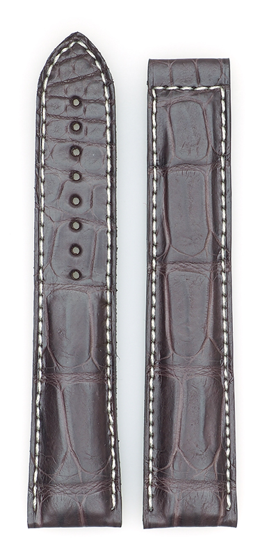 Bild von SWISS Alligator für Faltschließe, dunkelbraun, Kontrastnaht,  20/18 mm
