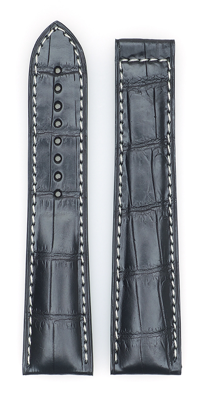 Bild von SWISS Alligator für Faltschließe, schwarz, Kontrastnaht 21/18 mm