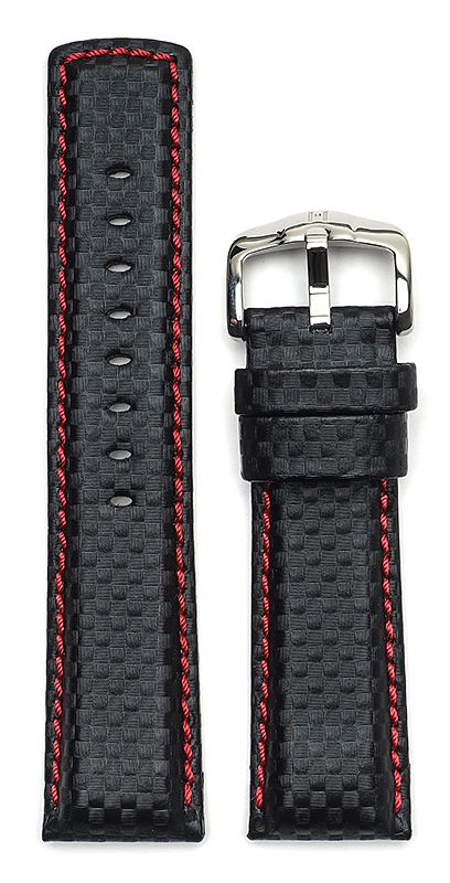 Bild von Carbon, schwarz, rote Naht, 24/22 mm - ohne Quick-Release